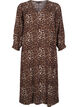 Long leopard print dress with 3/4 sleeves, Leo AOP, Packshot image number 0