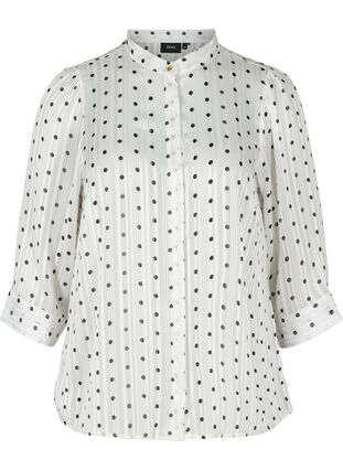 Printed shirt with 3/4 sleeves, Snow White Dot, Packshot image number 0