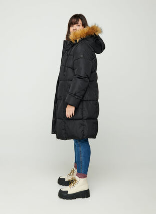 Winter jacket with a removable hood, Black, Model image number 2