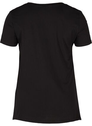 Short-sleeved cotton t-shirt with a-line, Black GLAMOROUS, Packshot image number 1