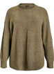 Knitted blouse with V-shaped rib pattern and slits, Green, Packshot image number 0