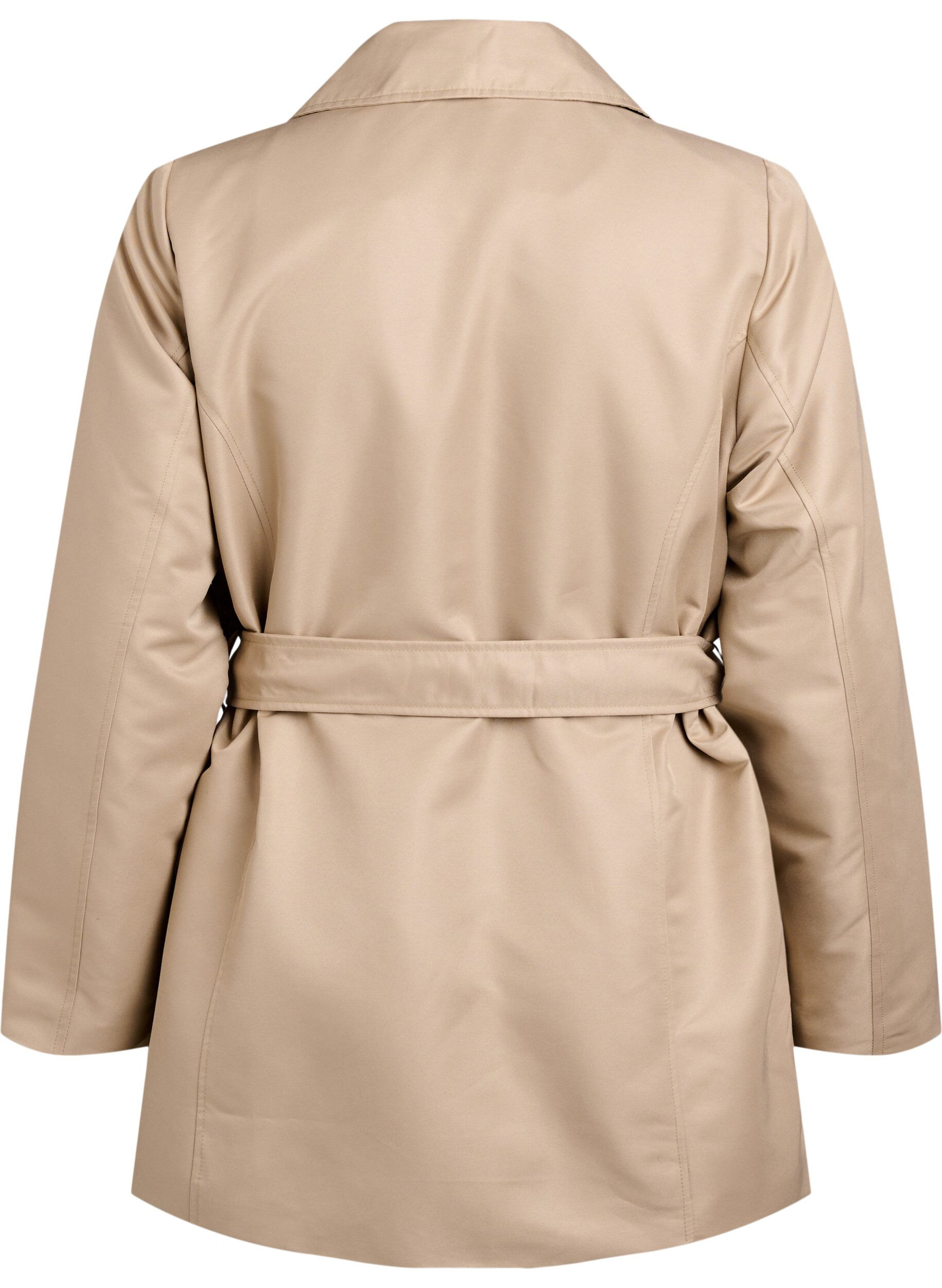 Zizzifashion Short trench coat with belt, Beige, Packshot image number 1