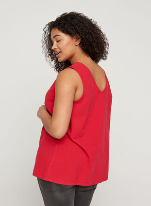 Sleeveless top in cotton, Lipstick Red, Model image number 1