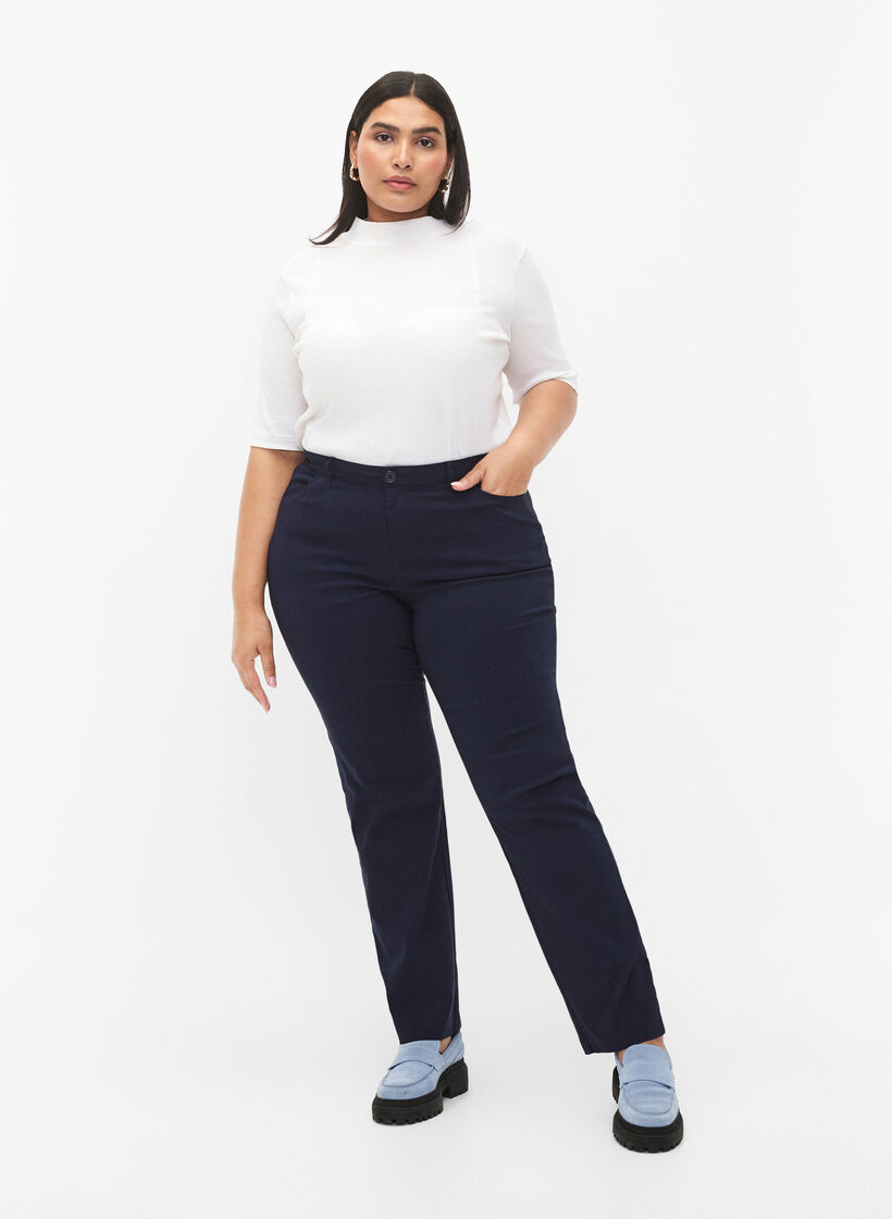 Classic pants in a viscose mix, Blue, Model image number 0