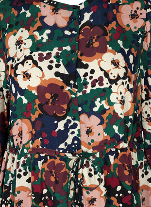 Floral viscose blouse with 3/4 length sleeves, Multi Flower AOP, Packshot image number 2