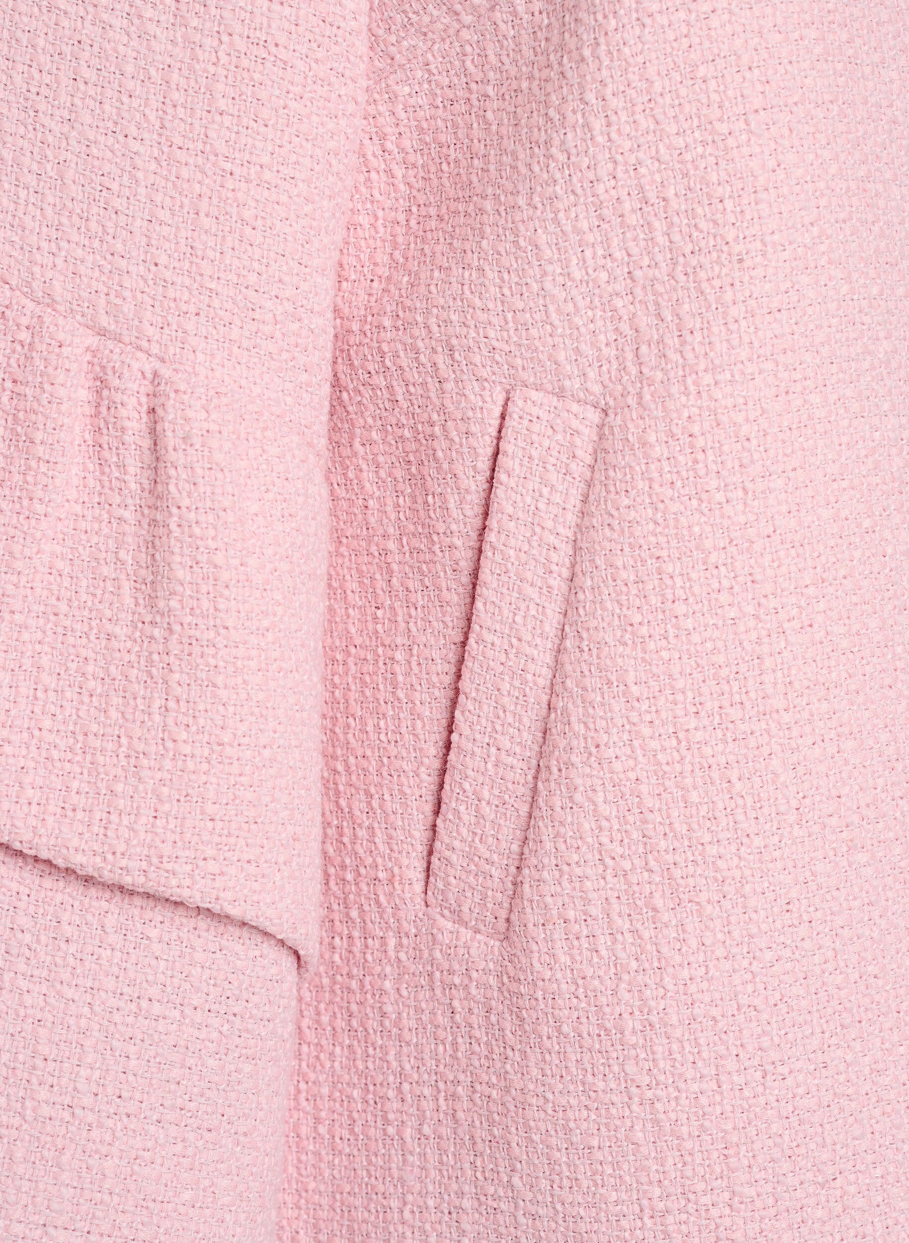 Zizzifashion Boucl&eacute; jacket with ruffle details, Pink, Packshot image number 3