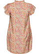 Short viscose dress with smocking and floral print, Orange, Packshot image number 1