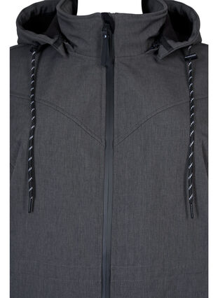 Softshell with detachable hood, Dark Grey Melange, Packshot image number 2