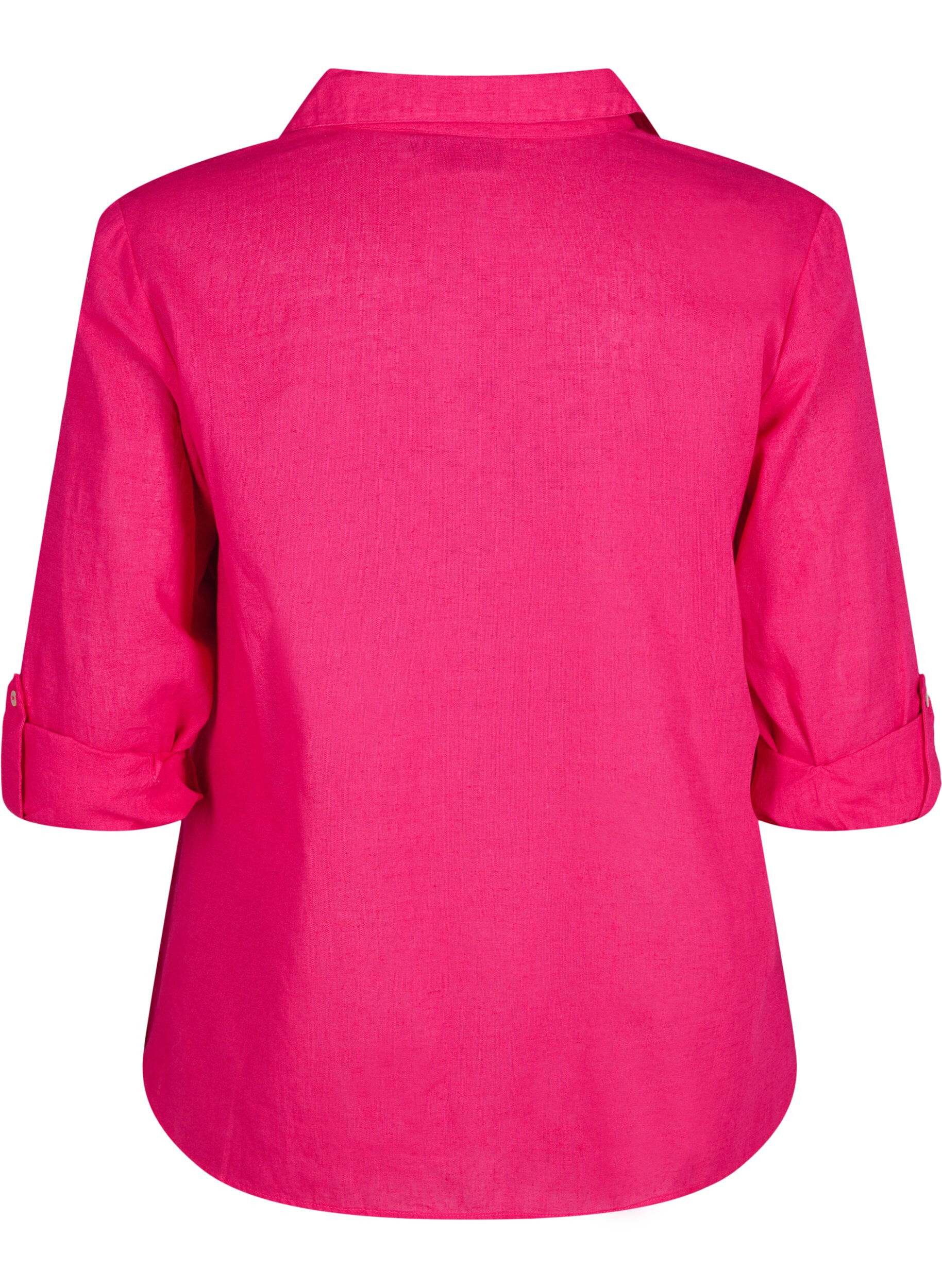Zizzifashion Shirt blouse with button closure in cotton-linen blend, Bright Rose, Packshot image number 1
