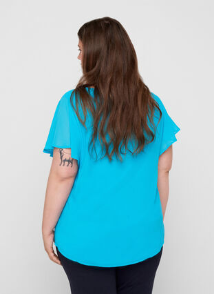 Short-sleeved blouse, River Blue, Model image number 1