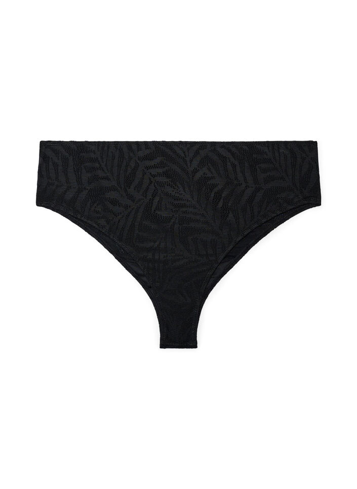 Brazilian bikini briefs in structured mesh, Black, Packshot image number 1