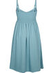 Plain coloured viscose strap dress with smock, Smoke Blue, Packshot image number 1