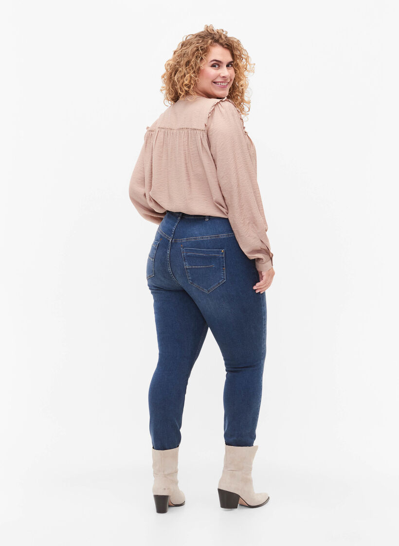 Super slim Amy jeans with high waist, Blue denim, Model image number 1