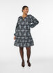 Short dress with check and floral print, Black, Model image number 1