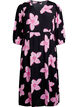 Midi dress with floral print and 3/4 sleeves, Black, Packshot image number 0