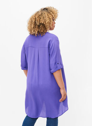 Viscose tunic with short sleeves, Purple Corallites, Model image number 1