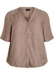 V-neck shirt blouse with short sleeves, Brown, Packshot image number 0