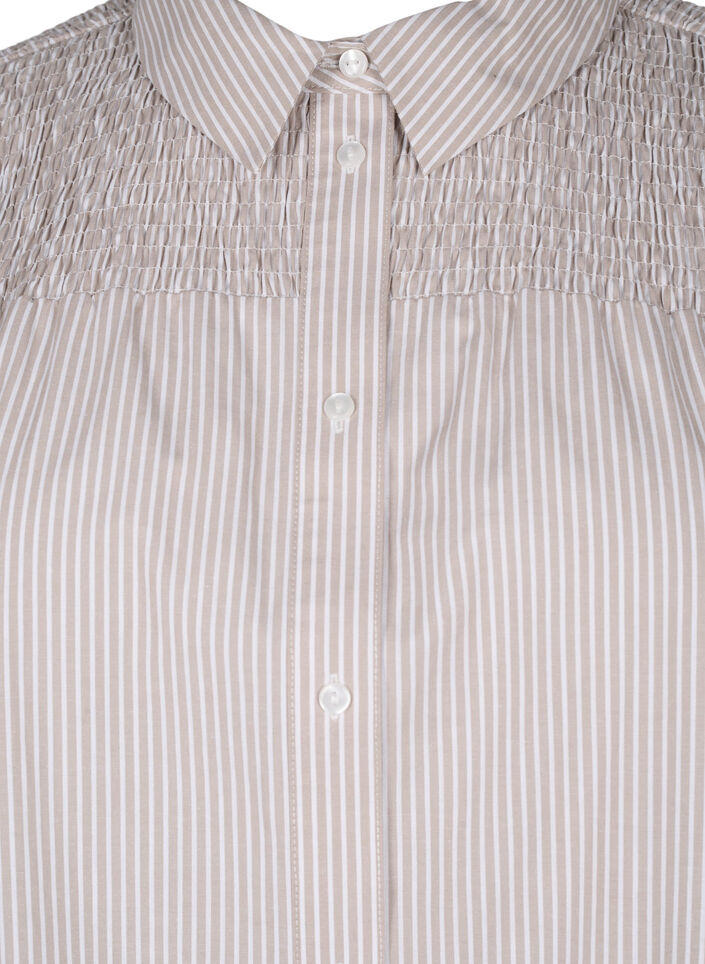 Striped shirt with smock, Silver Mink Wh. St., Packshot image number 2