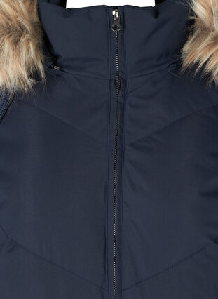 Winter coat with a hood and faux fur trim , Night Sky, Packshot image number 2