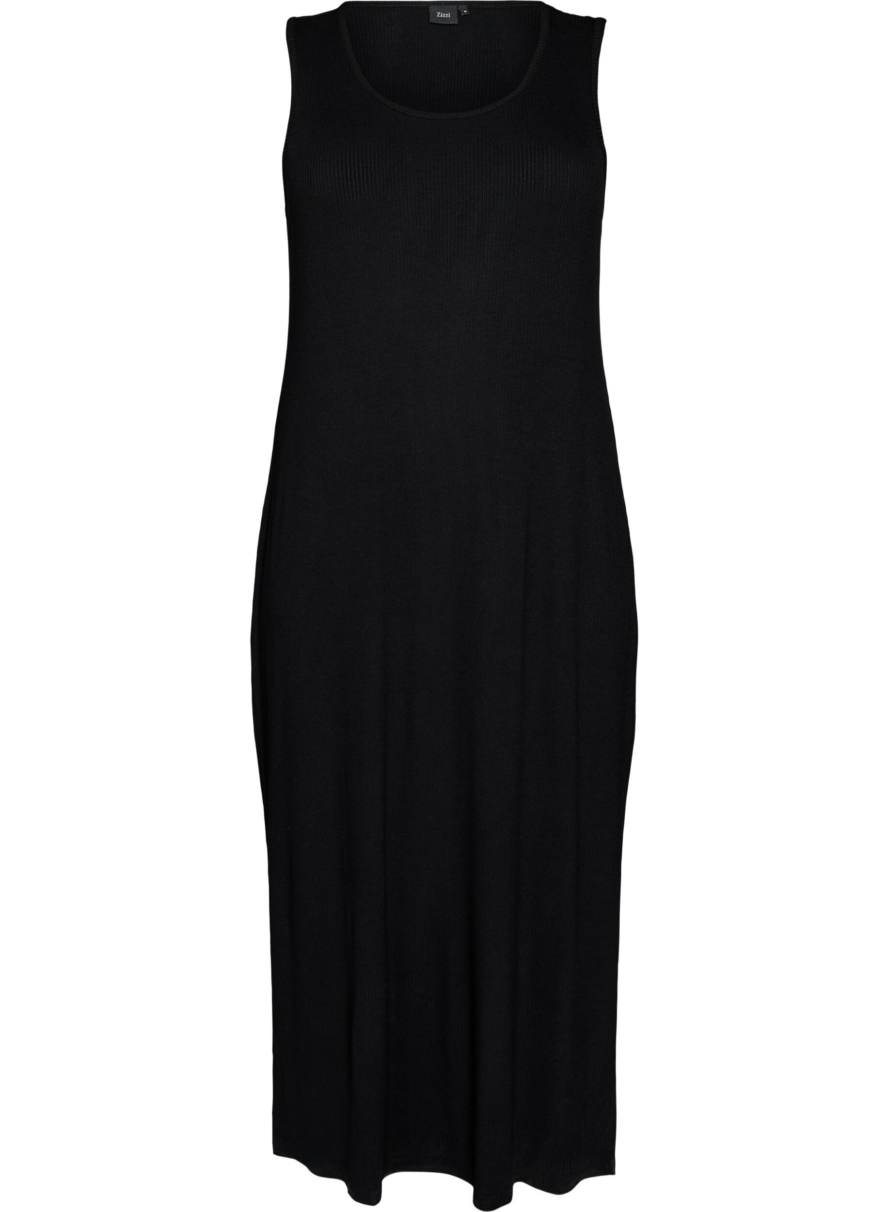 Sleeveless ribbed dress in viscose