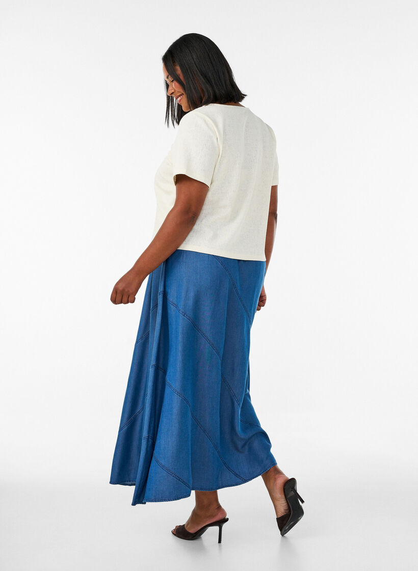 Denim-look maxi skirt in TENCEL&trade; Lyocell, Blue, Model image number 1