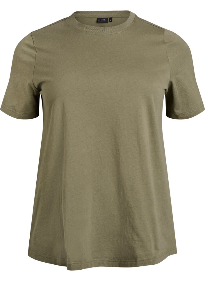 Basic cotton T-shirt with round neck, Green, Packshot image number 0