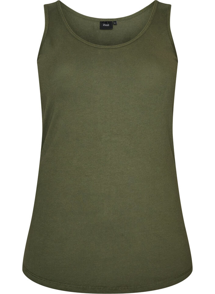 Solid color basic top in cotton, Green, Packshot image number 0