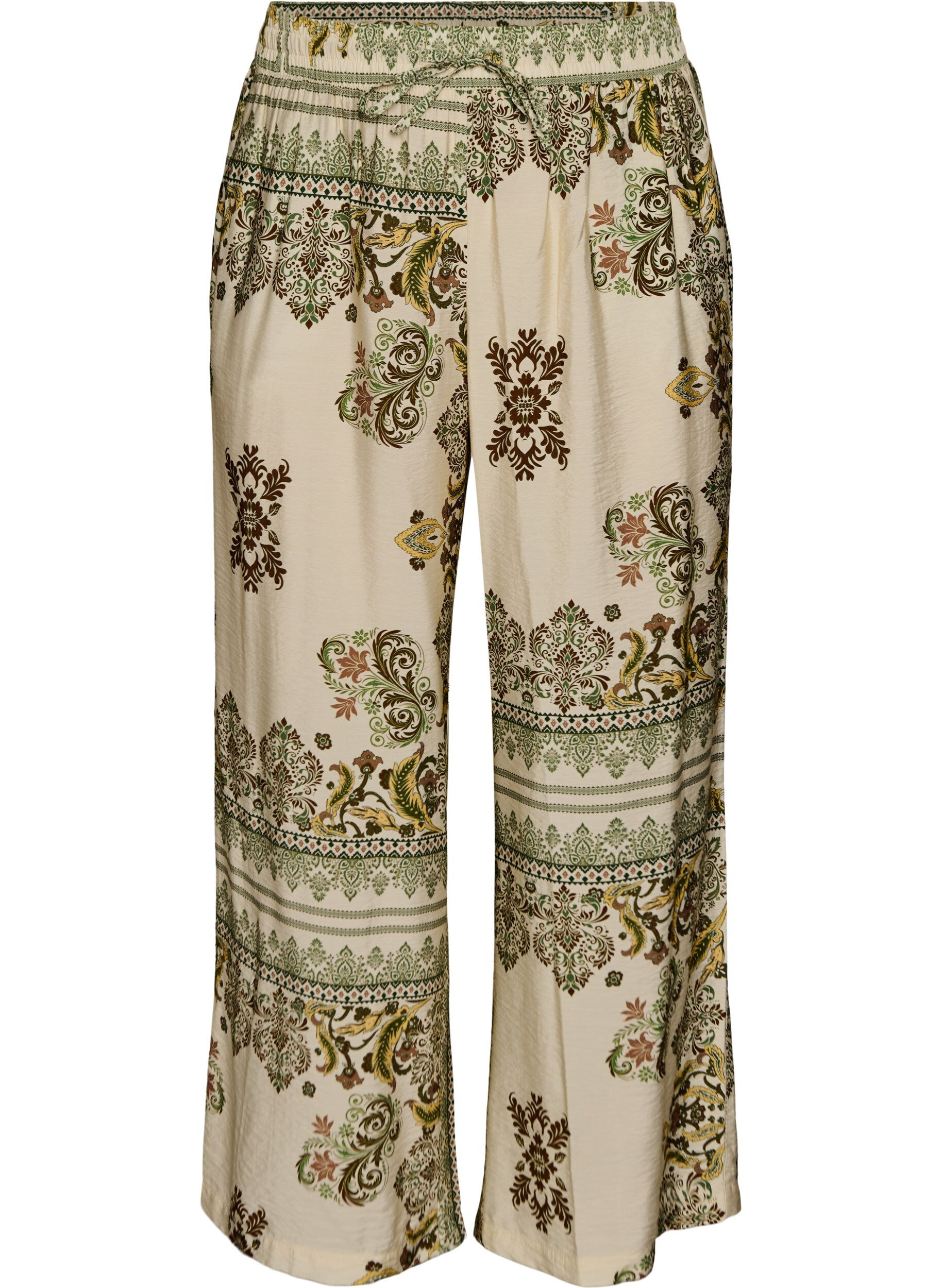 Zizzifashion Patterned wide-leg trousers, Green, Packshot image number 0
