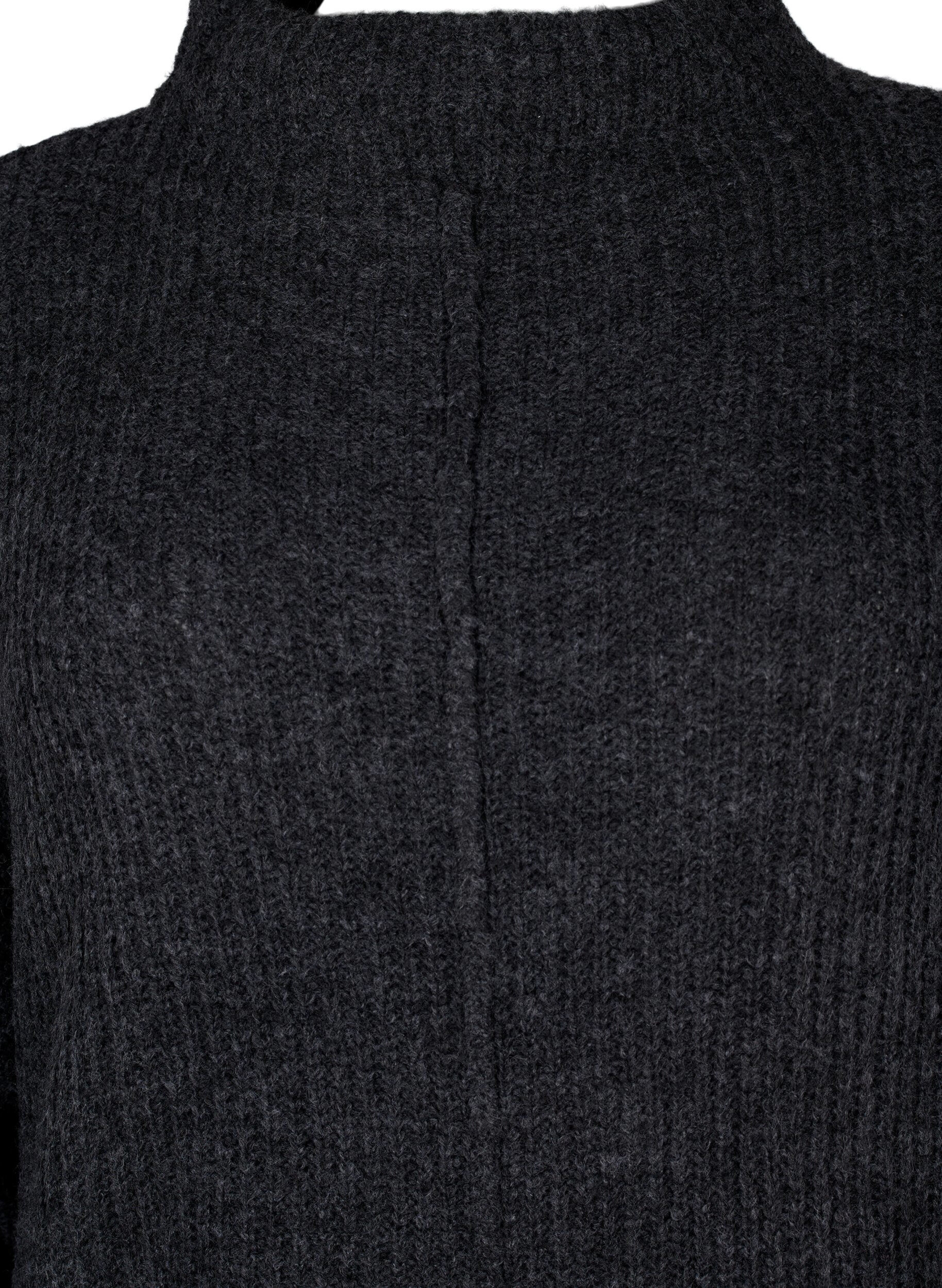 ZizzifashionLong oversized knitted dress with slit, Dark Grey, Packshot image number 2