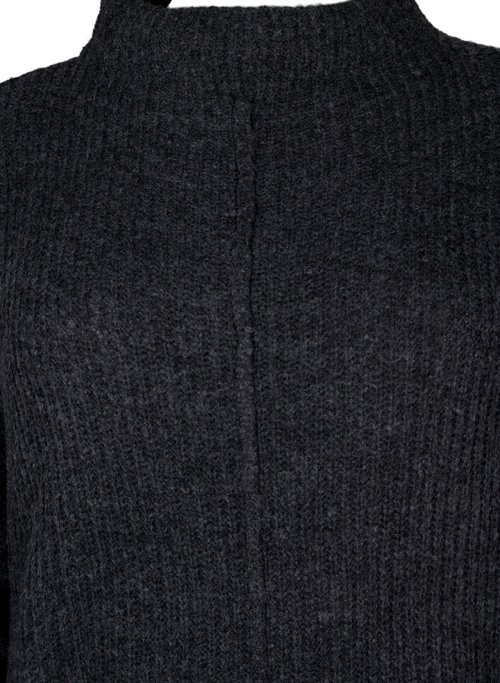 Long oversized knitted dress with slit, Dark Grey, Packshot image number 2