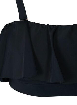 One shoulder bikini top with frill, Black, Packshot image number 2