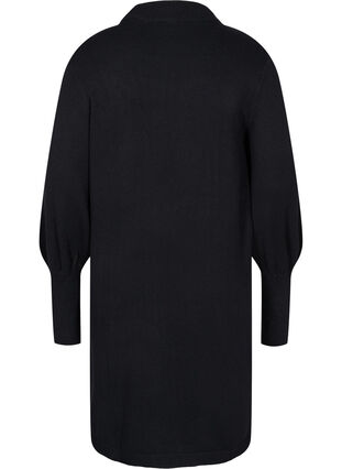 Long-sleeved knitted dress with rounded neckline, Black, Packshot image number 1
