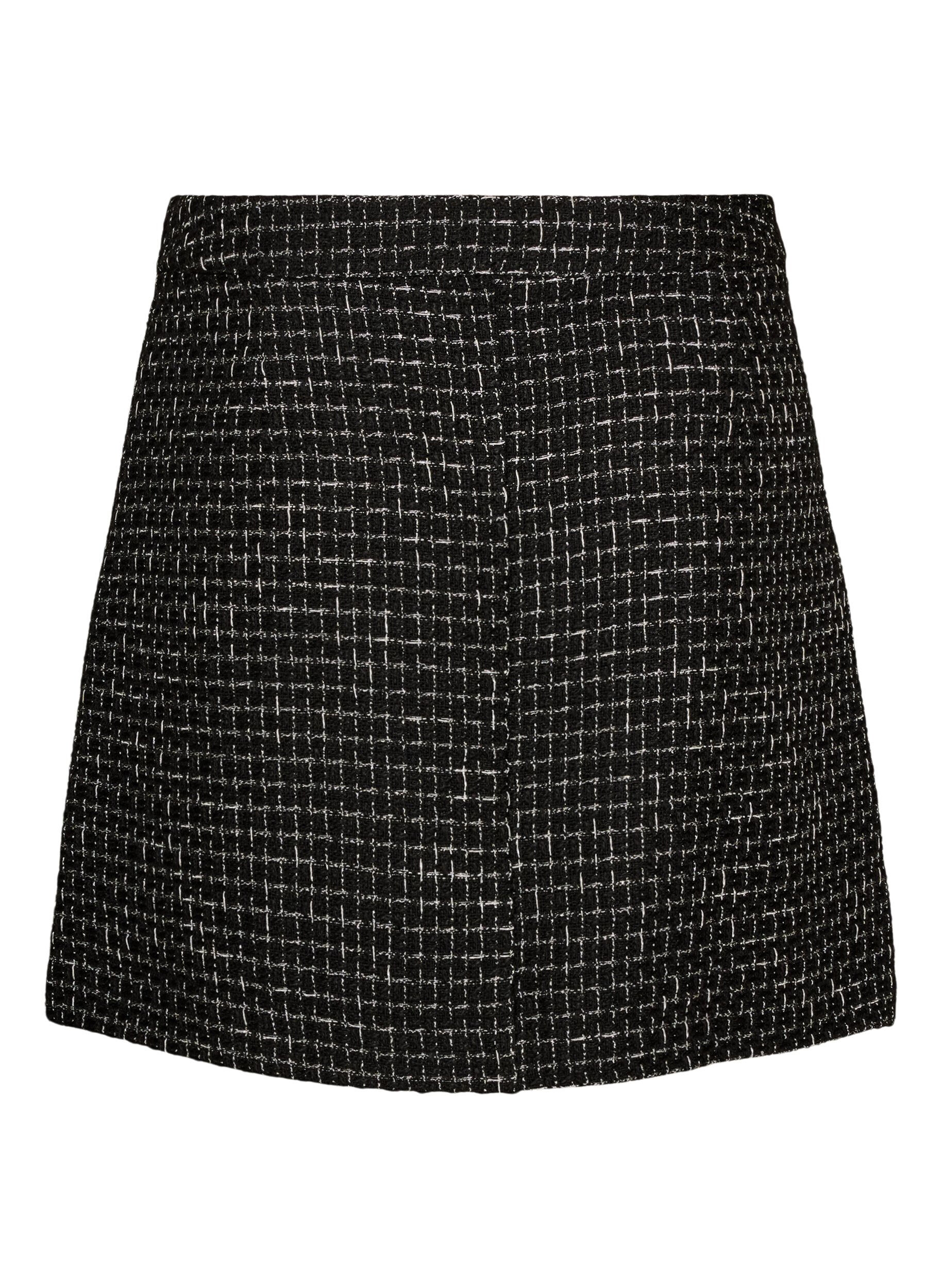 ZizzifashionShort boucl&eacute; skirt, Black, Packshot image number 1