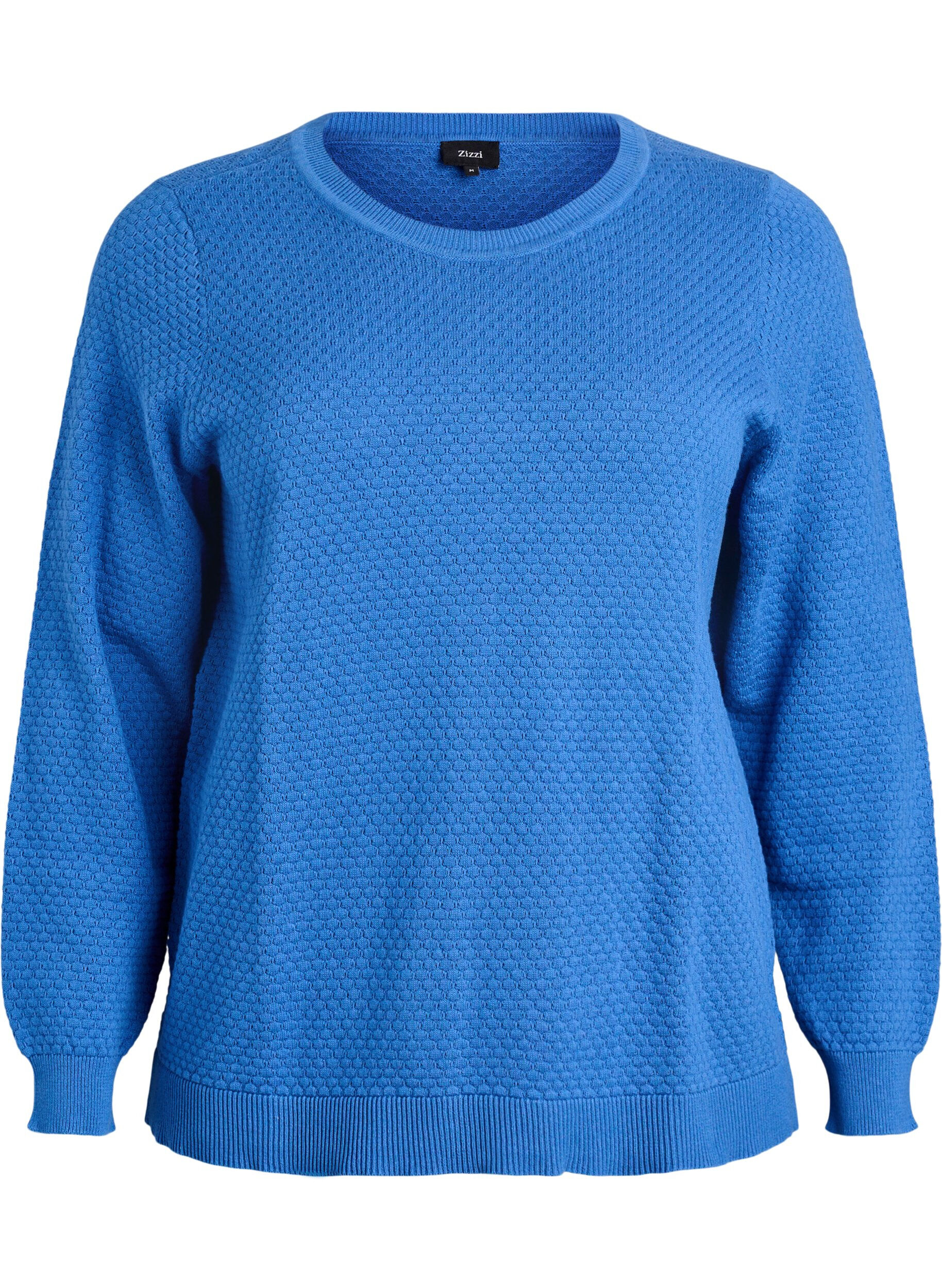 Knit blouse in cotton with textured pattern