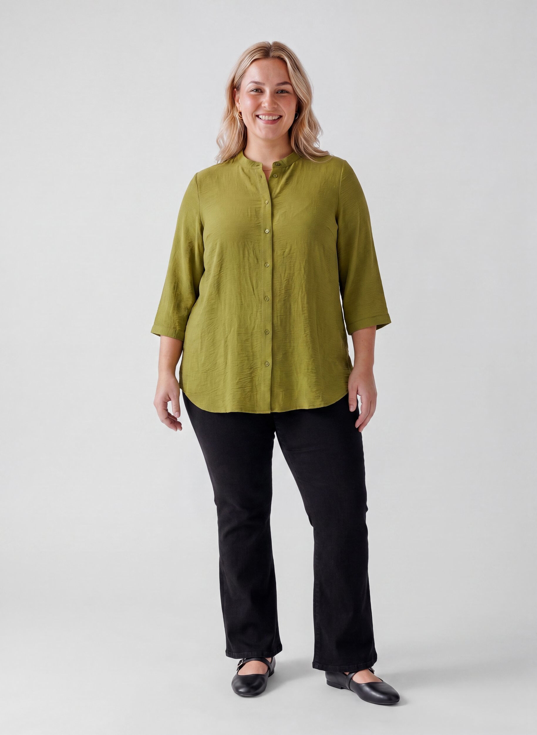 ZizzifashionTunic with 3/4 sleeves, Green, Model image number 1