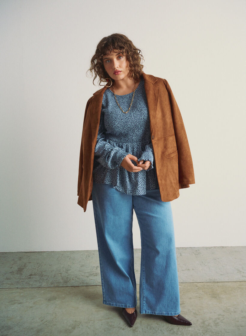 Faux suede blazer, Brown, Image