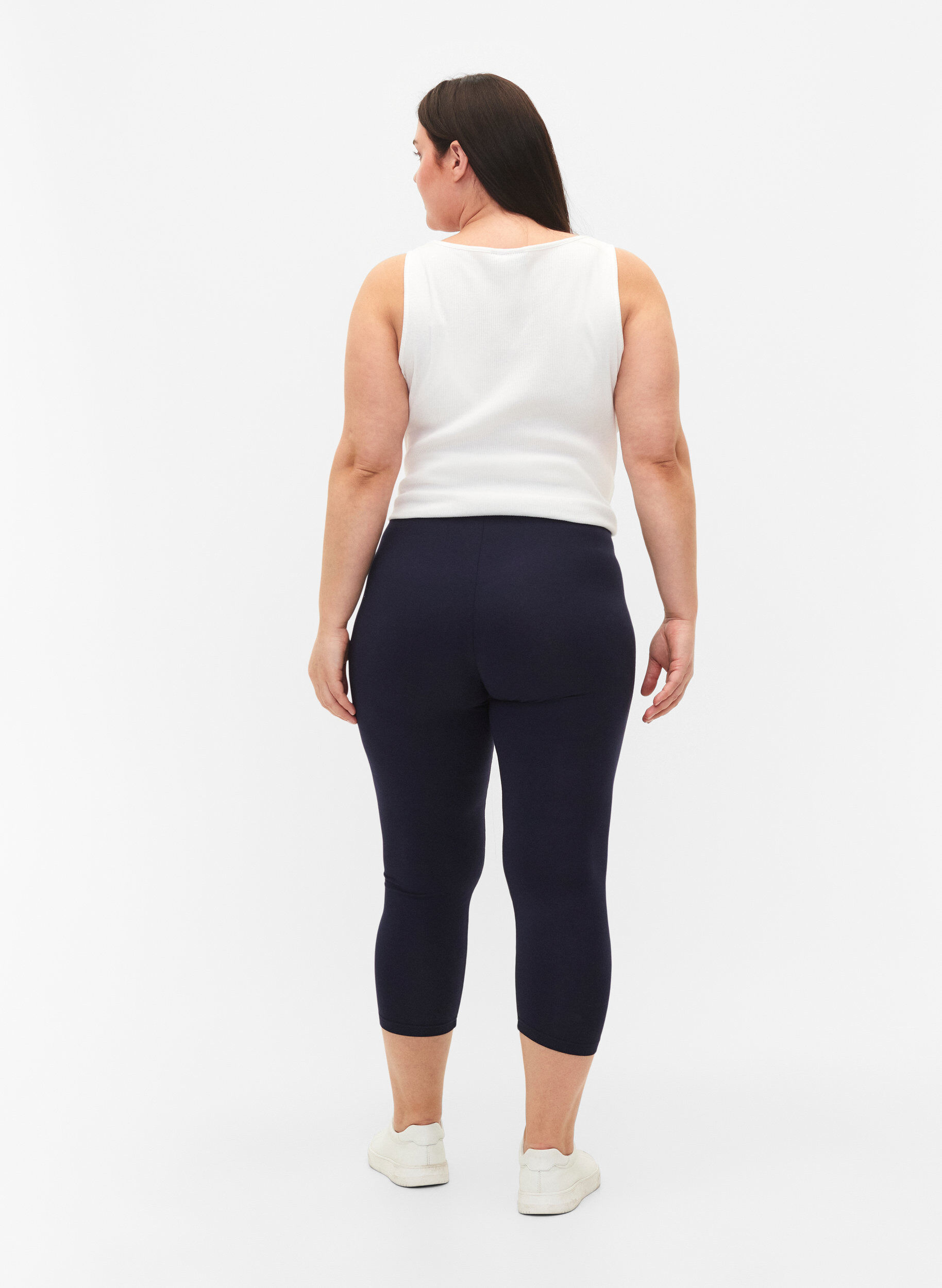 Zizzifashion Basic 3/4 leggings in viscose, Blue, Model image number 2