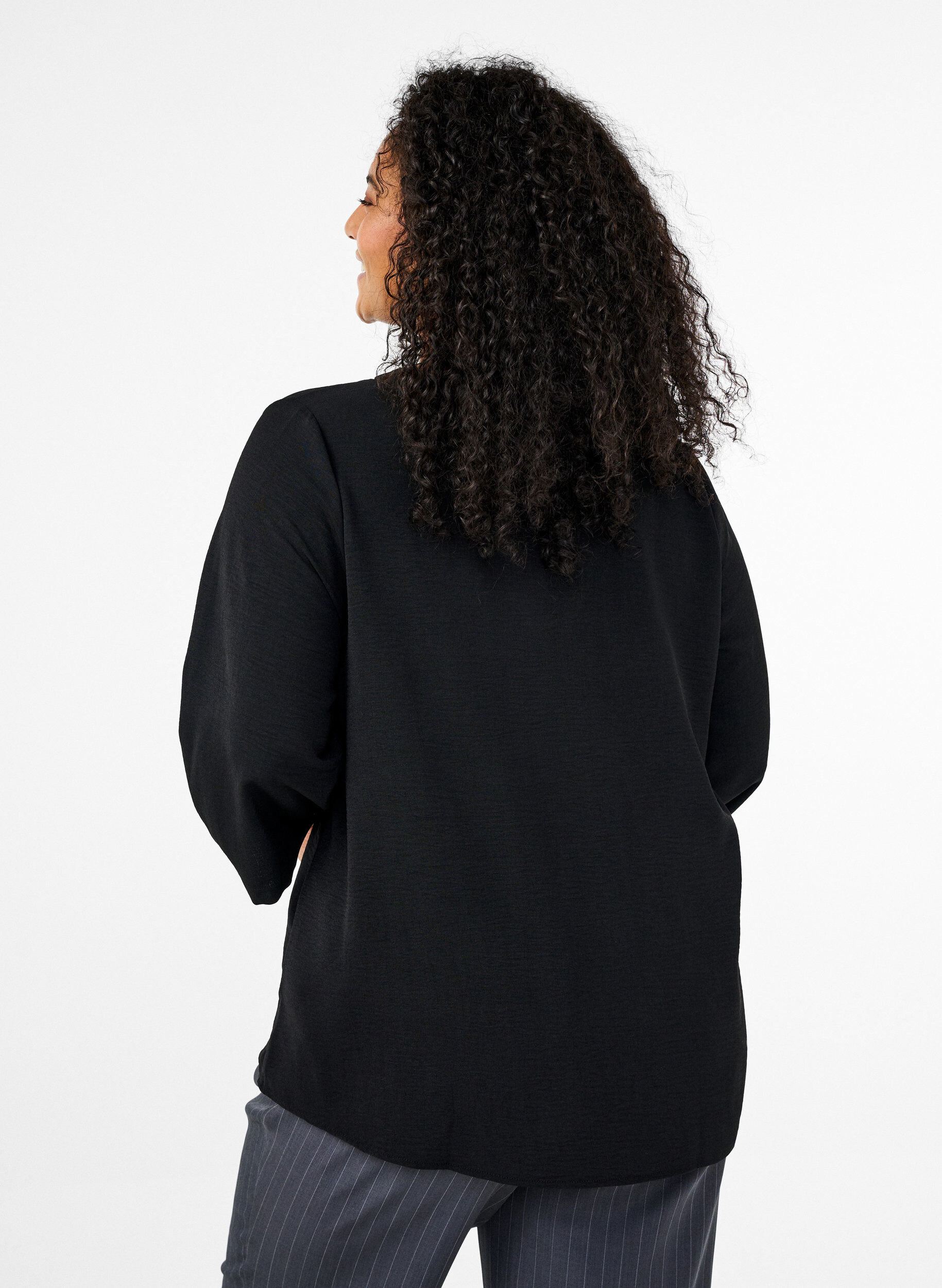 ZizzifashionBlouse with 3/4 sleeves, Black, Model image number 2