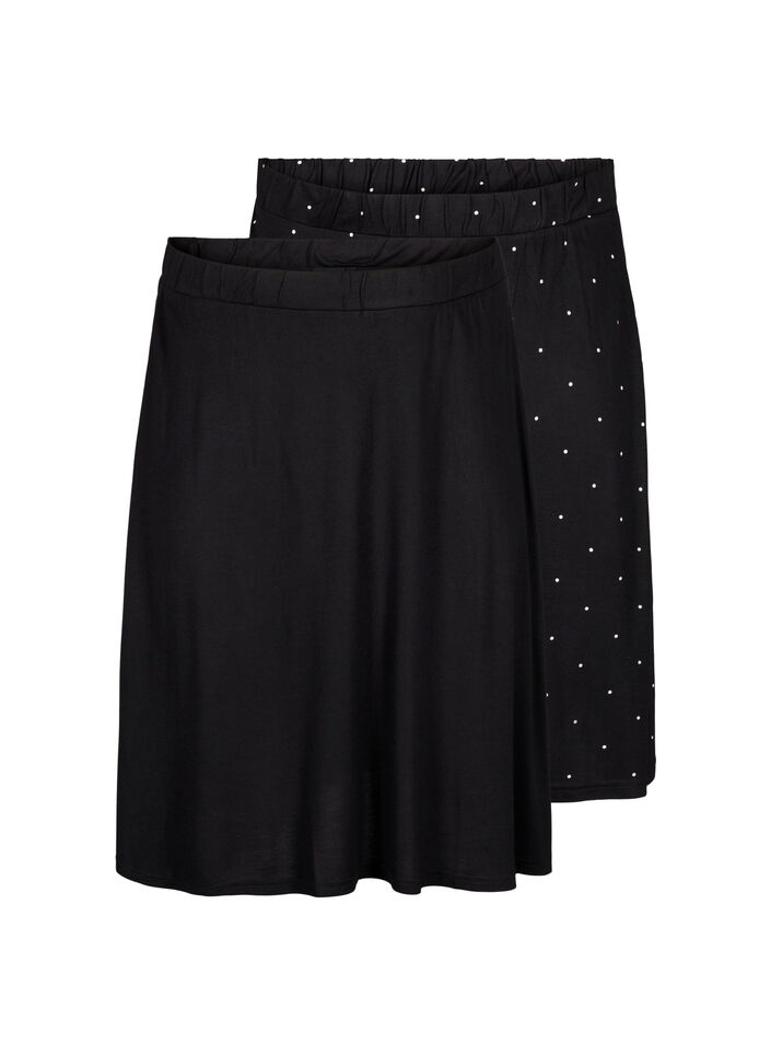 2-pack skirt in viscose, Black, Packshot image number 0