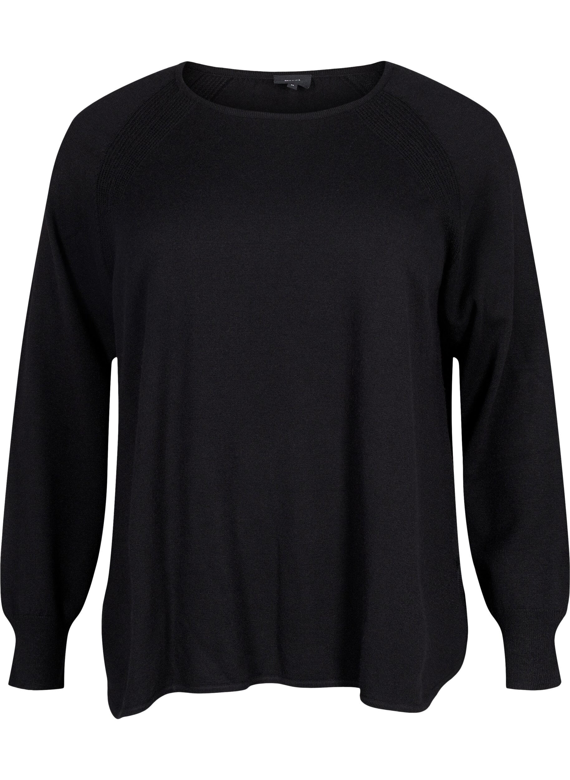 Zizzifashion Knitted blouse with Raglan sleeves, Black, Packshot image number 0