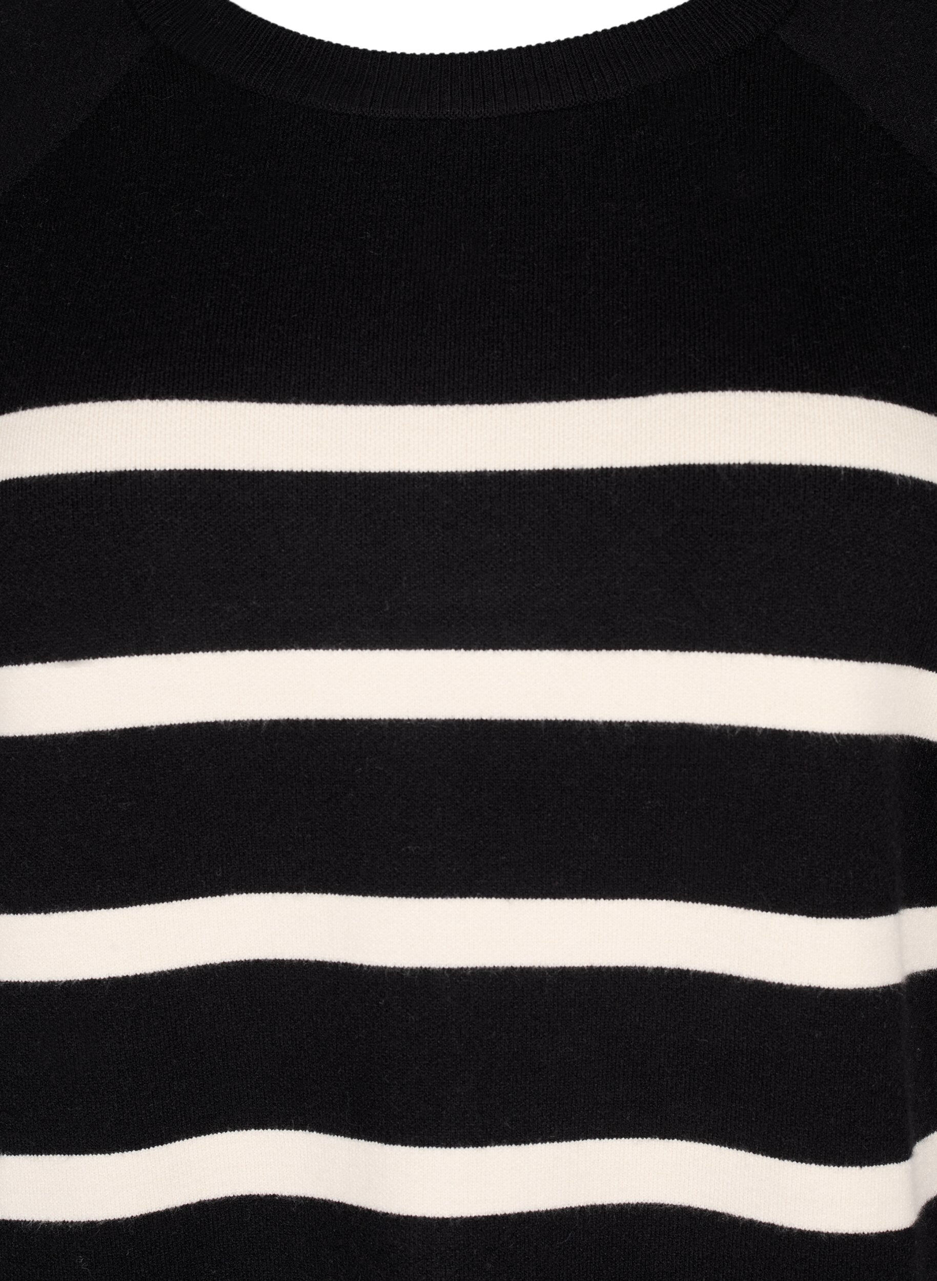 Zizzifashion Knitted dress with a round neck and slit, Black, Packshot image number 2