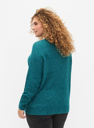 Melange sweater with round neck	, Deep Lake Mel., Model image number 1