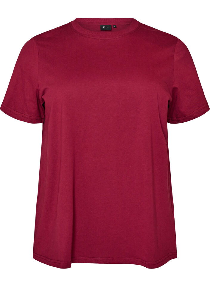 Basic cotton T-shirt with round neck, Red, Packshot image number 0