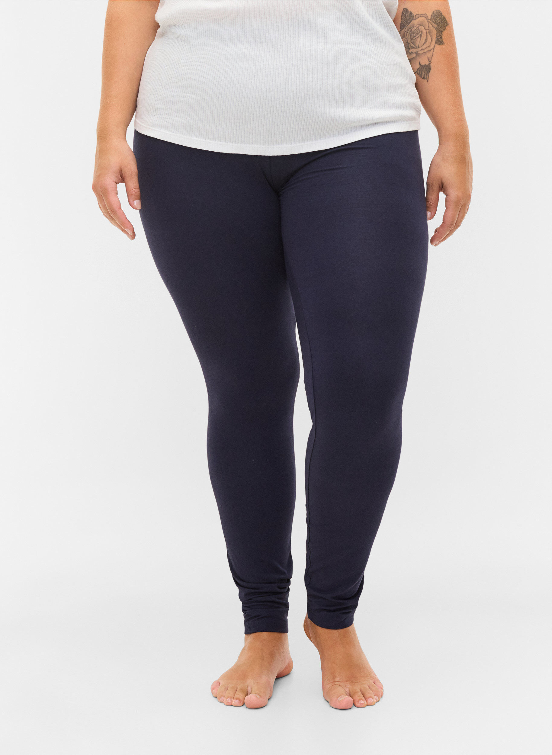 Zizzifashion Basic leggings with extra length, Blue, Model image number 3