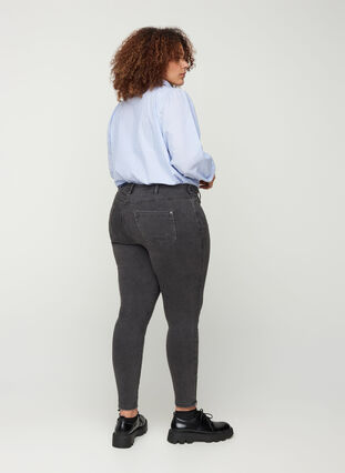 Cropped Amy jeans with a high waist and zip, Grey Denim, Model image number 0