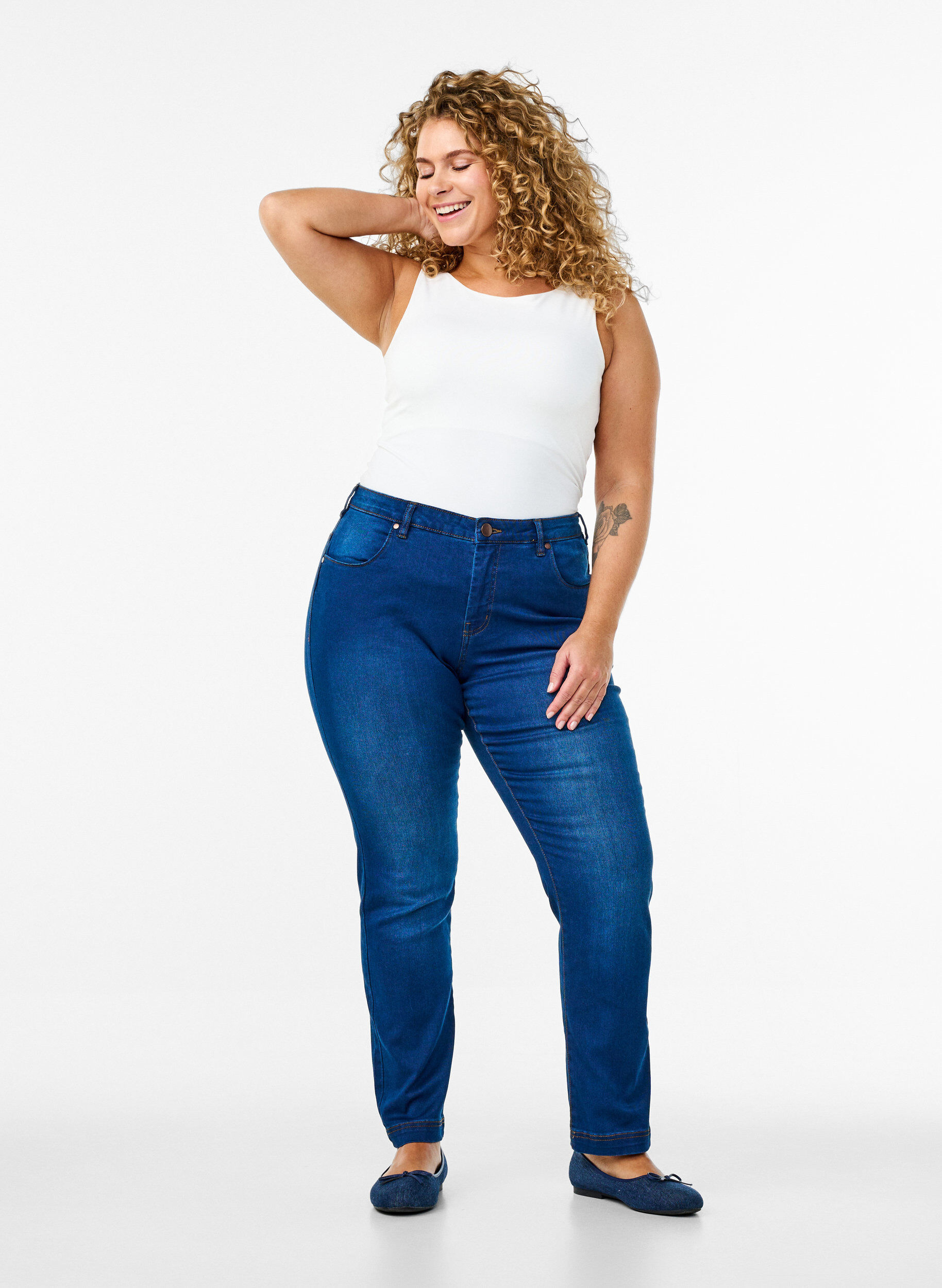 Slim fit Emily jeans with normal waist, Blue, Model