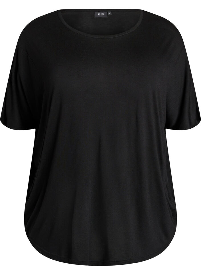 Long-sleeved blouse in wool and viscose, Black, Packshot image number 0