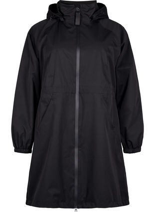 Functional coat with pockets and hood, Black, Packshot image number 0