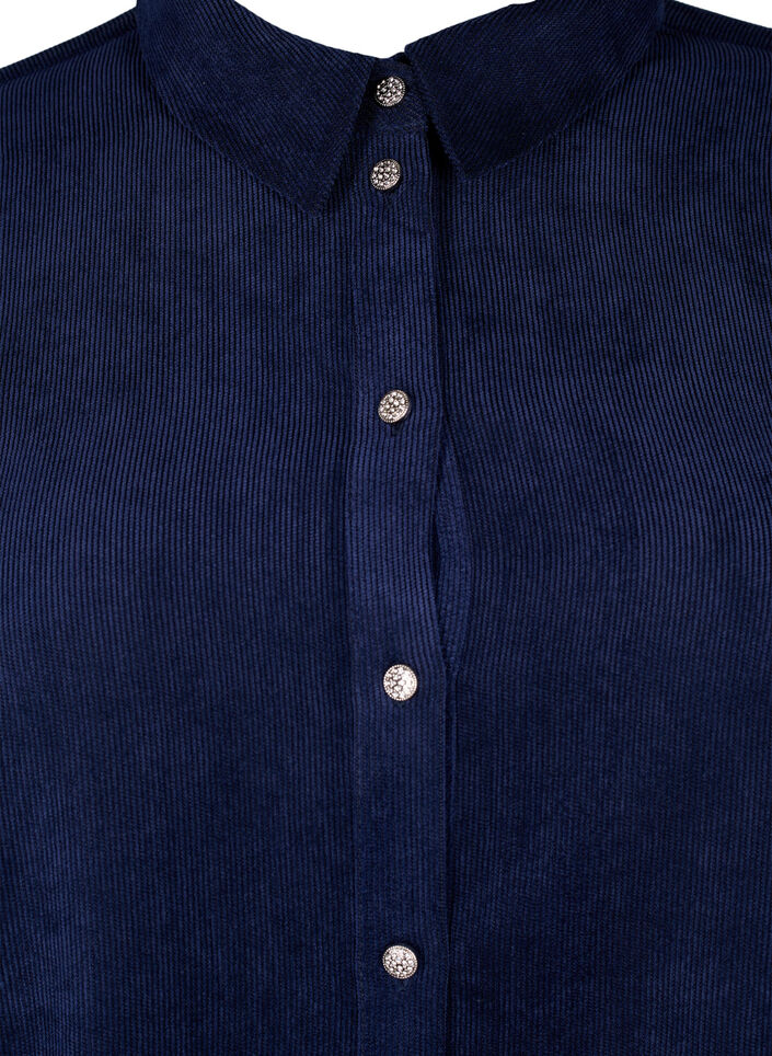 Velvet shirt with rhinestone buttons, Medieval Blue, Packshot image number 2