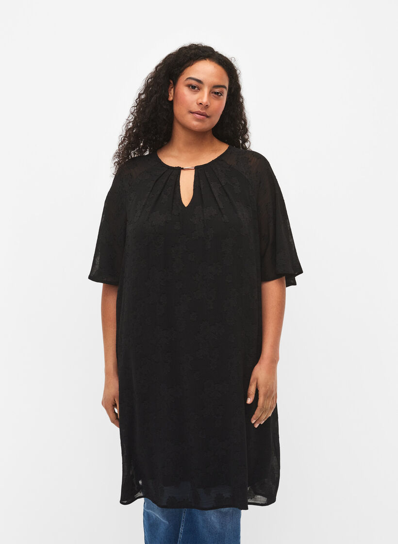 Dress with short sleeves, Black, Model image number 0